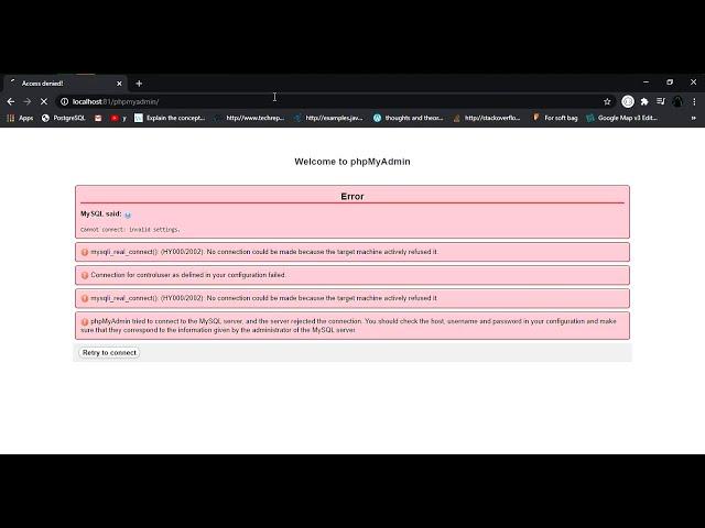 MySQL said: Cannot connect: invalid settings. | mysqli_real_connect(): (HY000/2002): No connection