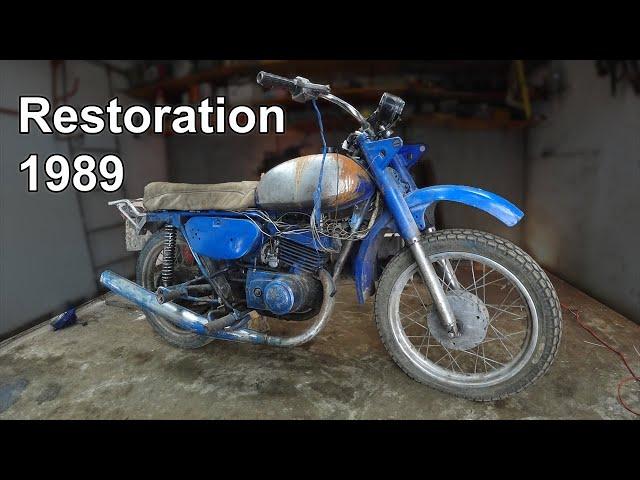 Restoration old rusty motorcycle MINSK 1989