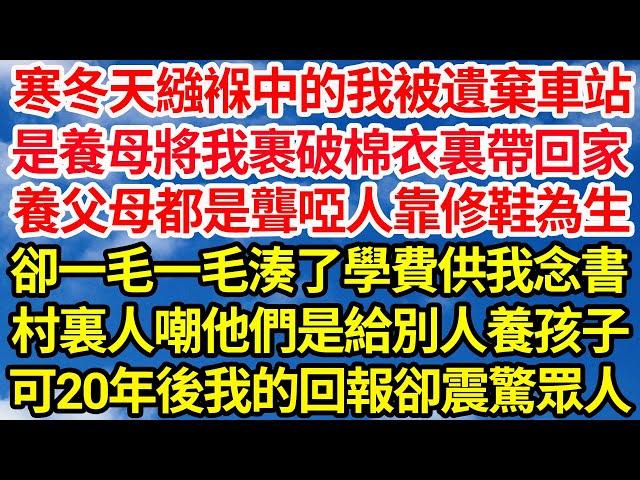 寒冬天繈褓中的我被遺棄車站，是養母將我裹破棉衣裏帶回家，養父母都是聾啞人靠修鞋為生，卻一毛一毛湊了學費供我念書，村裏人嘲他們是給別人養孩子，可20年後我的回報卻震驚眾人||笑看人生情感生活