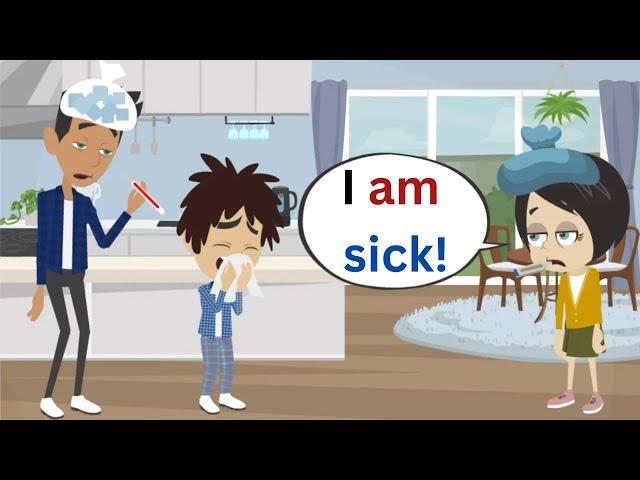 Lisa has the FLU ... | Basic English conversation | Learn English | Like English