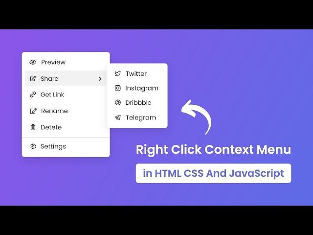 Custom Right Click Context Menu in HTML CSS & JavaScript Free source code