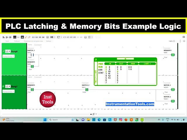 PLC Latching and Memory Bits Example Logic Diagram