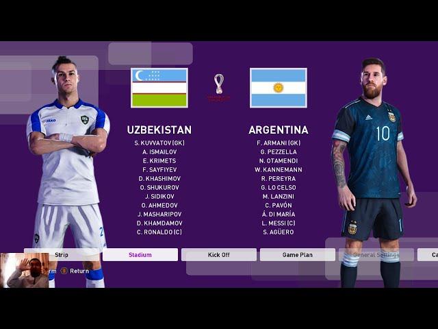 PES 2020 | UZBEKISTAN VS ARGENTINA | FIFA World Cup 2022 Qatar Full Match | All Goals HD