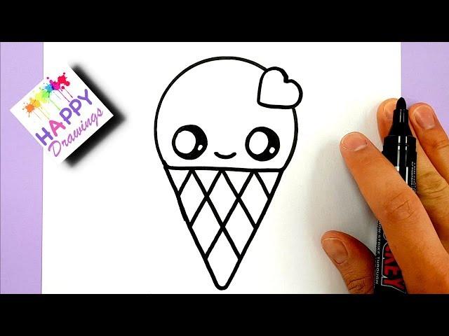 HOW TO DRAW A CUTE ICE CREAM WITH A LOVE HEART CUTE AND EASY - BY Rizzo Chris