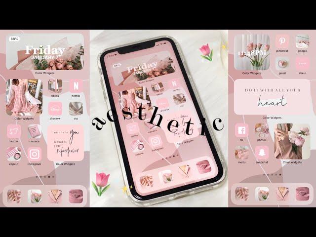 customize your iphone  iOS15 (Soft Pink Theme) | how to have an aesthetic phone