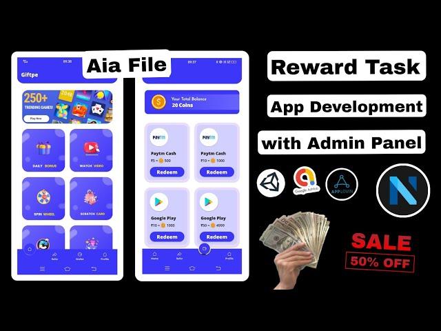 Task Earning App Aia File | High-Quality UI Earning app Development/Aia File Kodular, Niotron |