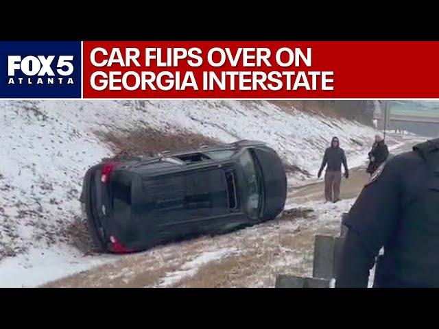 Metro Atlanta roads: Car flips over on interstate | FOX 5 News