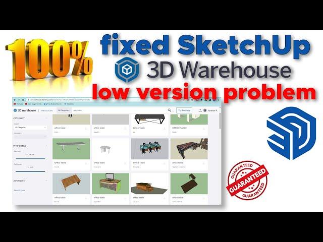 How to fixed SketchUp 3D warehouse low version problem | Sketchup Warehouse | fix Sketchup error