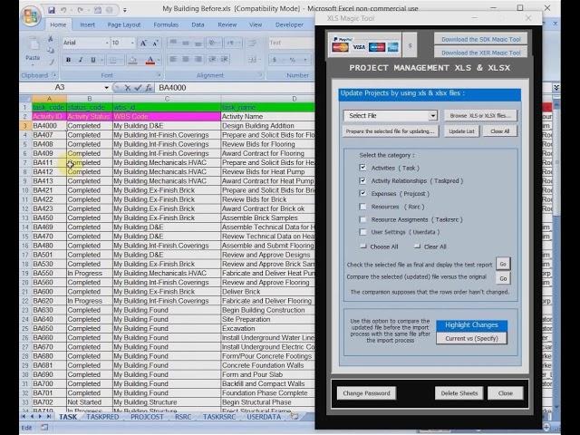 Primavera Excel XLS Magic Tool - Language English