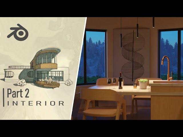 Modeling the interior of Modern Mountain Villa in Blender| Timelaps