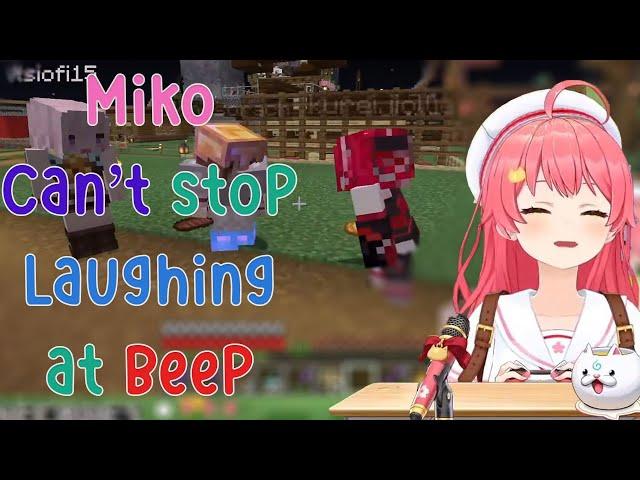 Miko Burst Out Laughing when Ollie do the "BEEEP" with Iofi and Sora in Minecraft!!!