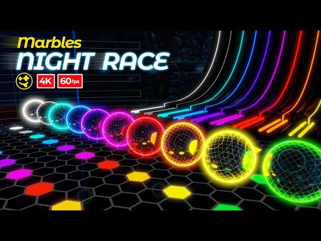 Marble Race: Night Race  | #marbles #marblerace #marbleracing #blender #60fps #marblerun