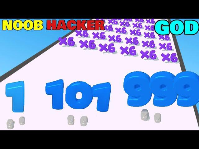 Number Run 3D in NOOB vs PRO vs HACKER vs GOD