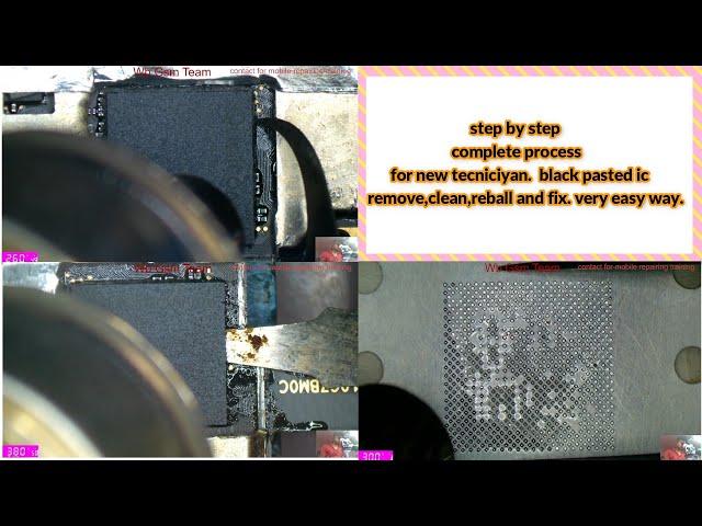 step by step black pasted cpu ic keise remove,clean,reball & fix kiya jata he.