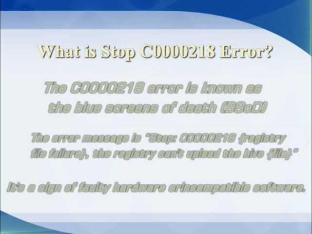 Windows Stop Error C0000218 {Registry File Failure} Fix