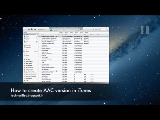 How to create a AAC version in iTunes