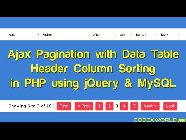 Ajax Pagination with Column Sorting in PHP