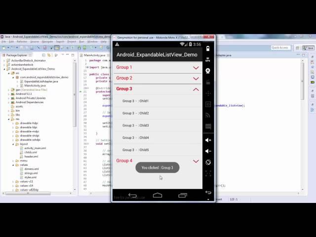 Android ExpandableListView Demo