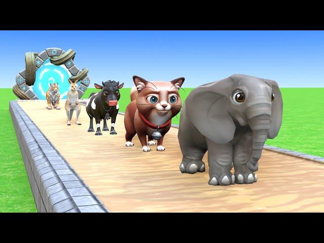 Paint Animals Duck,Tiger,Cow,Lion,Gorilla,Elephant,Dinosaur,Zebra Fountain Crossing Animal Game New