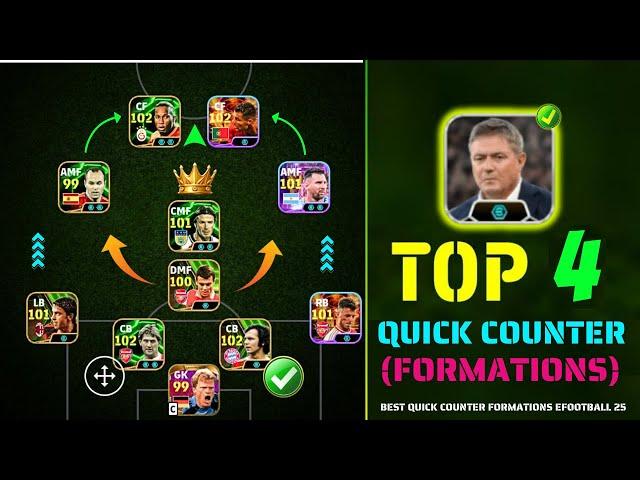 Top 4 Quick Counter Best Formations eFootball 2025  | New Best Quick Counter Formation eFootball 