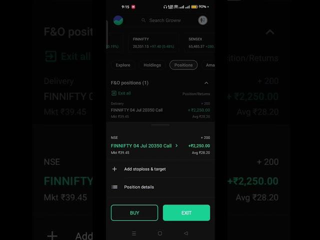 Options trading live in  groww app | 4k profit trading In share market