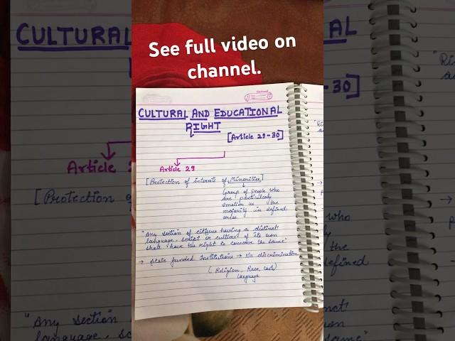 Cultural and educational rights|| article 29-30|| see full notes on channel.