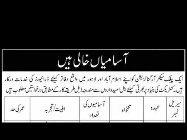 Driver Jobs in Islamabad and Lahore │Jobs in Pakistan