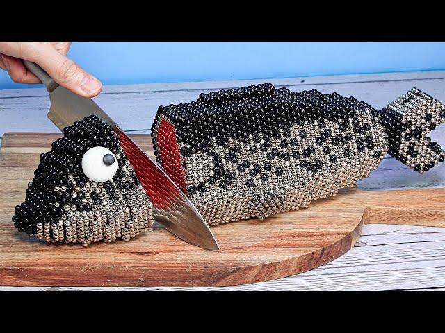 Magnetic Salmon Fish Cutting & Sashimi | DIY Satisfying & Stop Motion Cooking ASMR