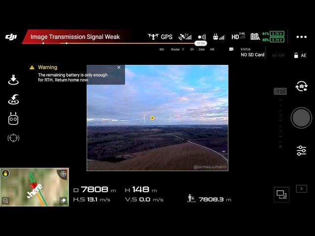 DJI Inspire 2 Range Test at 2.4GHz - 8.1km / 5 miles