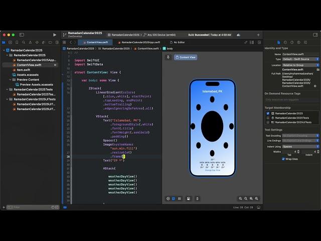 Design a Stunning Weather App Main Screen with SwiftUI in Xcode 15 (Swift 6, 2024)