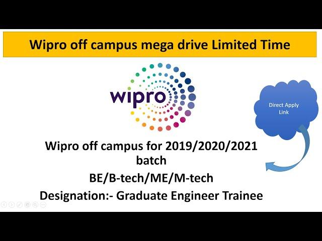 Wipro off campus drive for 2019/2020/2021 Batch | Wipro hiring for Graduate Engineer trainee role