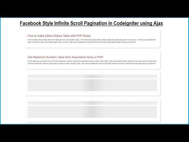 Facebook Style Infinite Scroll Pagination in Codeigniter using Ajax