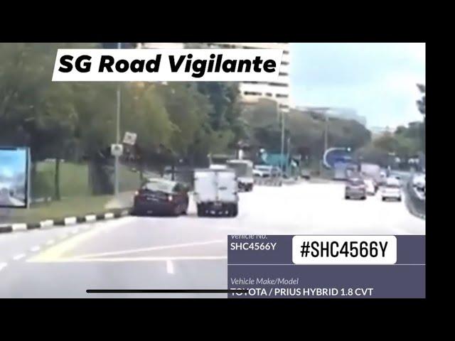 3nov2021 yio chu kang link #SHC4566Y toyota prius trying to cut off lorry #GBG7380X mounted kerb