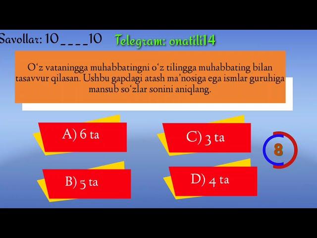 Ona tilidan test yechish || Videotest || Ona tili va Adabiyot Saboqlari