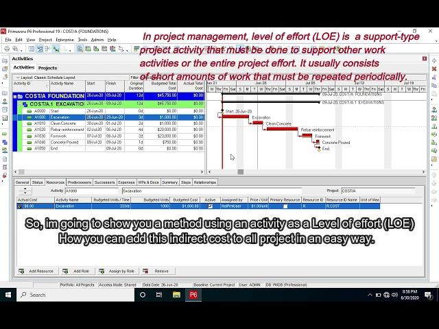 Indirect cost loading in primavera p6.