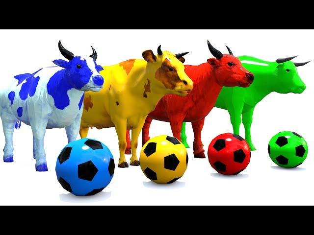 Paint Animals Cow Cartoon Yak Bison Bull Ox African Buffalo Fountain Crossing Animal Transformation