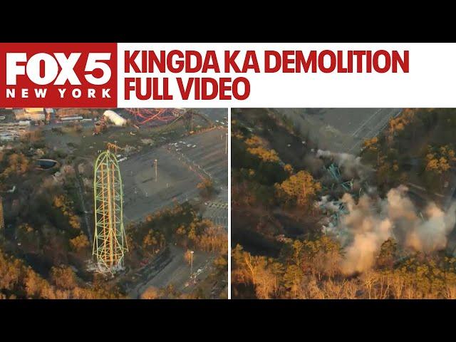 Kingda Ka demolition FULL VIDEO | Six Flags' roller coaster brought down