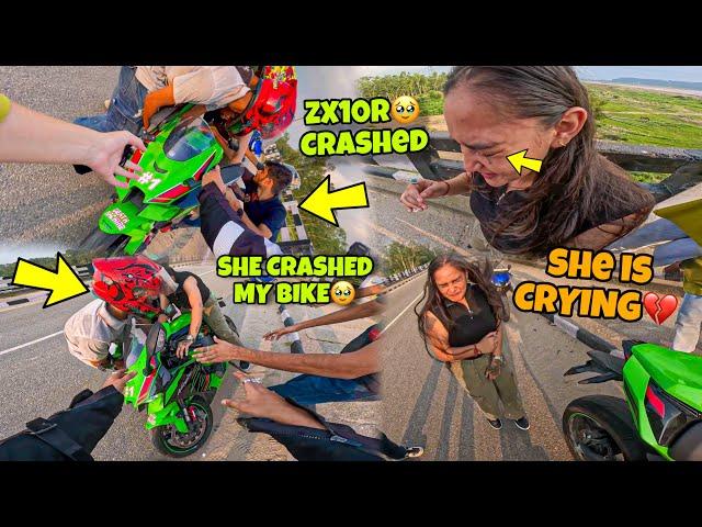 Zx10r Crashed She is Crying | She tried to Ride my Zx10r for First Time   Ducati Bike