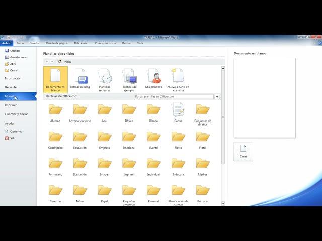 15.- Word infinito. ¿Cómo crear un documento en blanco?