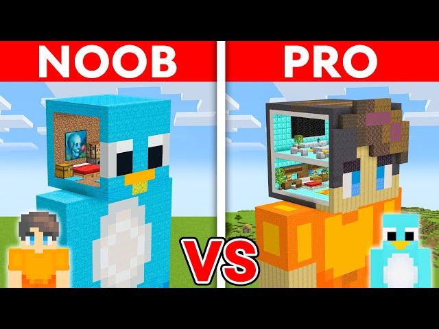 NOOB vs PRO: SECRET INSIDE HEAD House Build Challenge in Minecraft