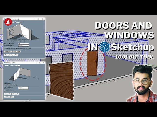 Make Doors and windows in Sketchup in single click! (1001Bit tools)