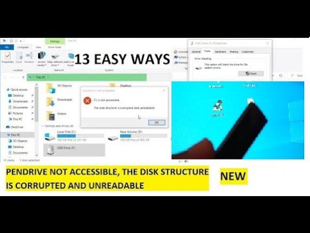 Pen drive not accessible, The disk structure is corrupted and unreadable [13 Easy Way]