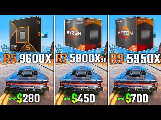 RYZEN 5 9600X vs RYZEN 7 5800X3D vs RYZEN 9 5950X | Test in 6 Games