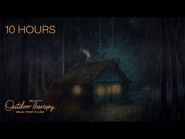 Relaxing STORMY NIGHT in the FOREST | Steady Rain & Distant Rolling Thunder Ambience | 10 HOURS