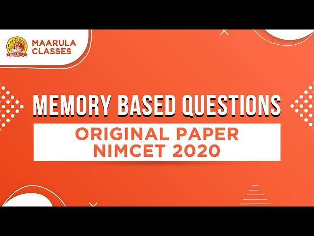 NIMCET 2020 FULL PAPER SOLUTION | MEMORY BASED