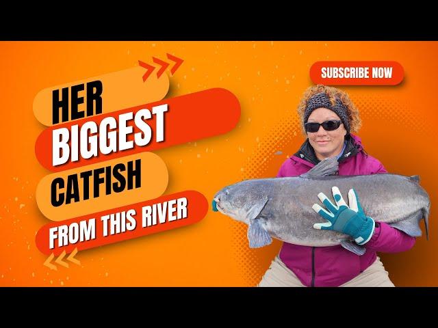 Her BIGGEST Catfish EVER from this River! #fishing #catfish #catfishing