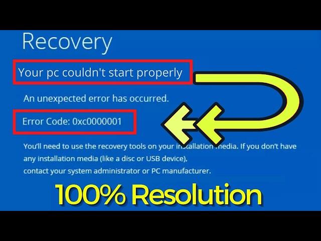 Error Code 0xc0000001 Solution Windows 10  Your PC Couldn’t Start Properly