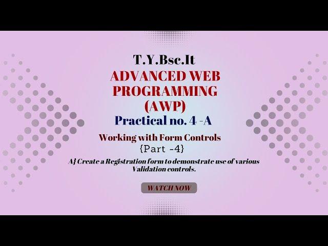 TYBSC IT Sem 5 AWP Practical 4-A | Create a Registration form to demonstrate use .... | {part -4}