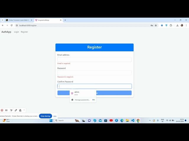 Create a User Login and Registration forms with validations using Angular 18