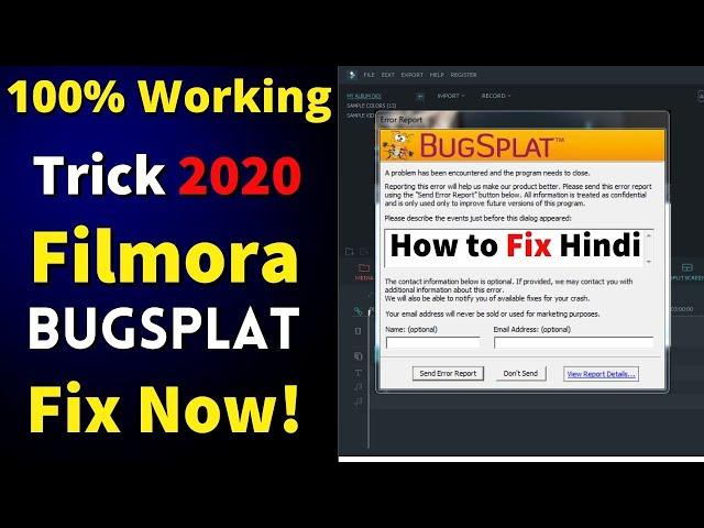 How to Fix Bugsplat in Filmora - filmora bugsplat error export - Filmora Trick 2020 | Hindi